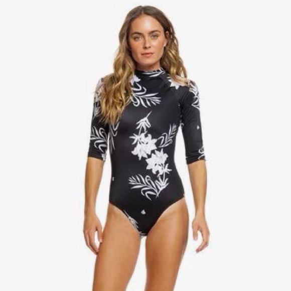 ROXY• Fitness 3/4 Sleeve Back Zip One-Piece - Picture 7 of 11